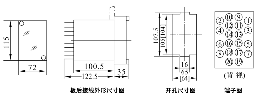 JZY-002板后接线安装尺寸图